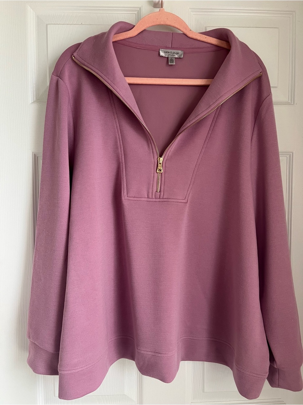 Cable & Gauge Mauve Half-Zip Pullover Sweatshirt